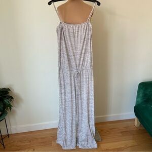 Eberjey Cotton Blend Marble Grey Shelf Bra Wide Leg Drawstring Jumpsuit EUC Sz L
